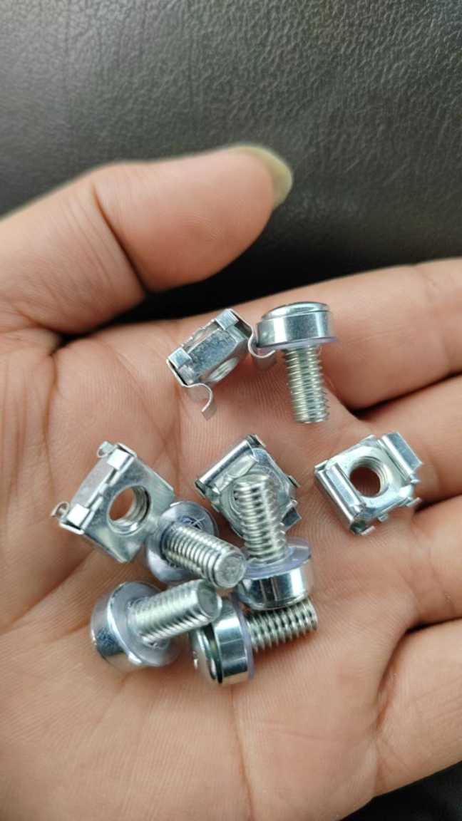 Cage nut closeup with bolt assembly