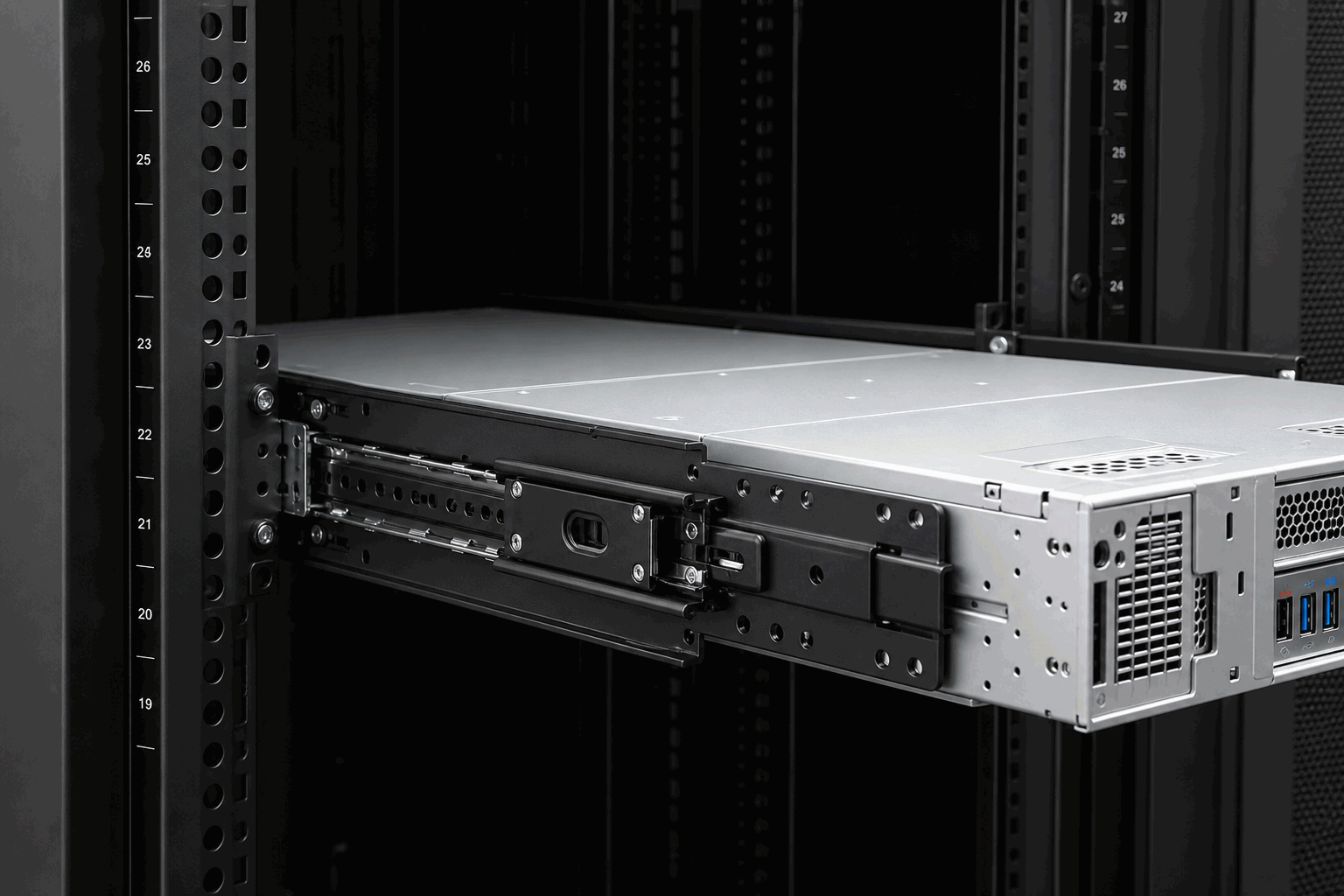 Heavy duty server slide rail for AI GPU server cabinets
